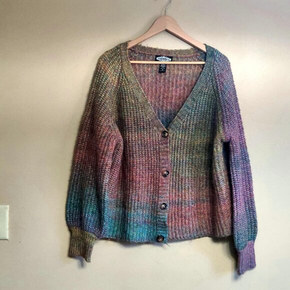 Anthropologie Oliver .O Womens Cardigan Sweater Multicolor Soft Stripes XL - Picture 1 of 6
